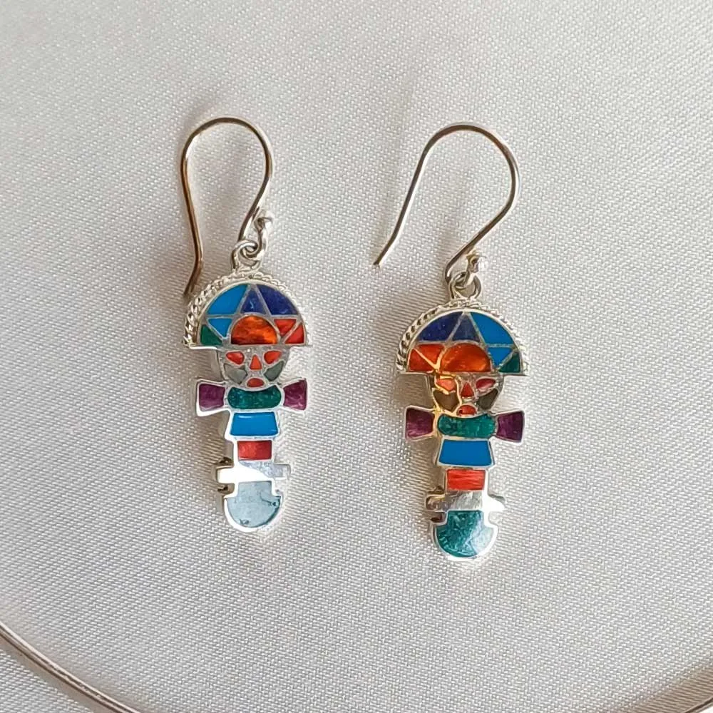 Set Collana e Orecchini Pendenti Croce Inca Chakana Perline