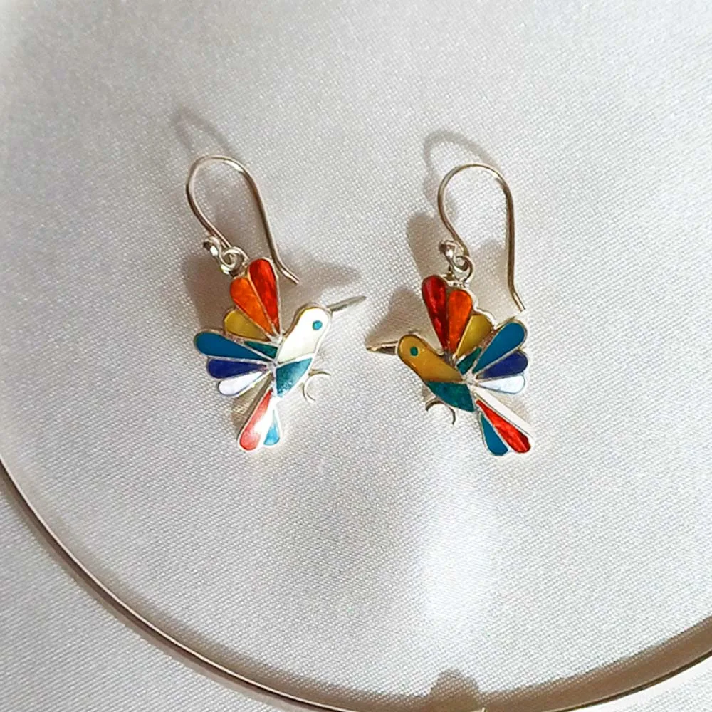 Hummingbird Chrysocolla Rainbow Earrings