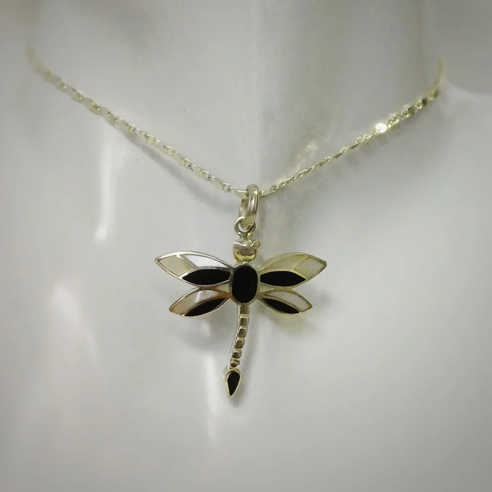 Dragonfly Nacre & Onyx Pendant