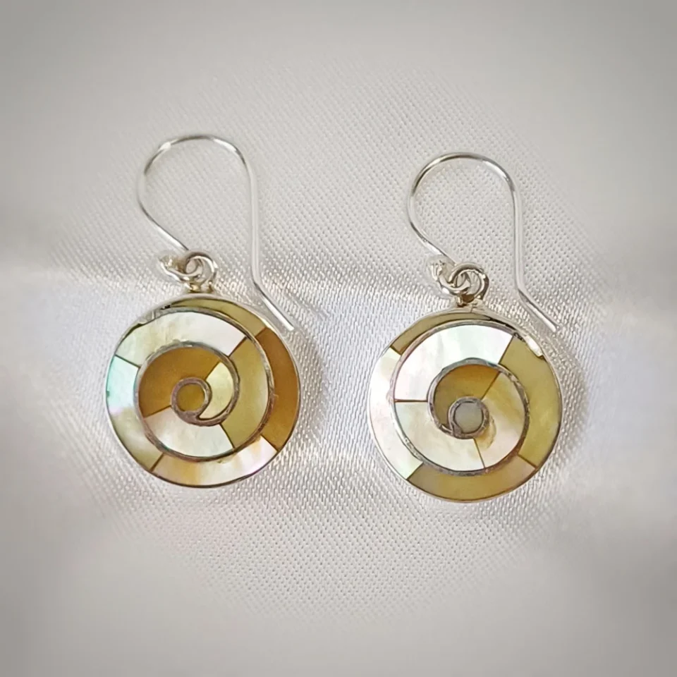 Spiral Nacre Yellow Earrings