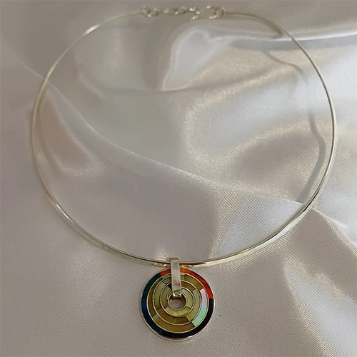 Spiral Nacre Rainbow Necklace