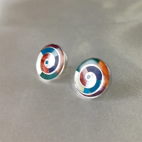 Spiral Rainbow stud Earrings (M)
