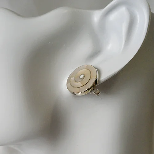 Spiral Coral and Chrysocolla stud Earrings (M)