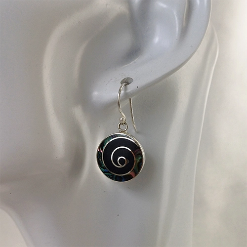 Spiral Abalone & Onyx Earrings
