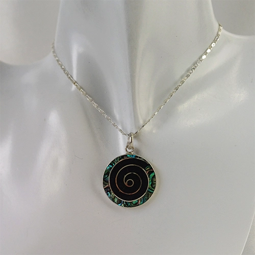 Spiral Abalone & Onyx Pendant