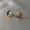 Spiral Coral and Chrysocolla stud Earrings (s)