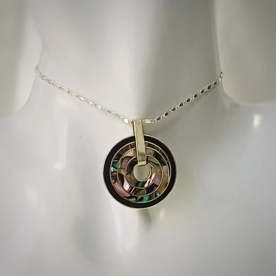 Spiral Onyx & Abalone Necklace