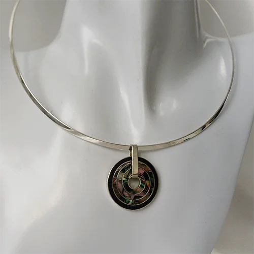 Spiral Onyx & Abalone Necklace